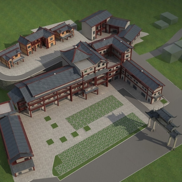 新中式建筑3D模型